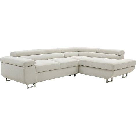 Divano letto in Velluto a coste Beige - Angolo a destra - NURAZIO (1/5)