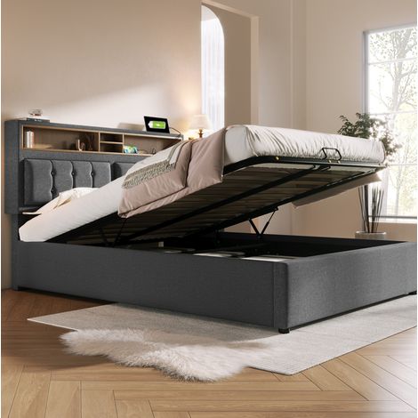 letto contenitore 140x200 con USB testiera regolabile OKMYHOME (1/5)