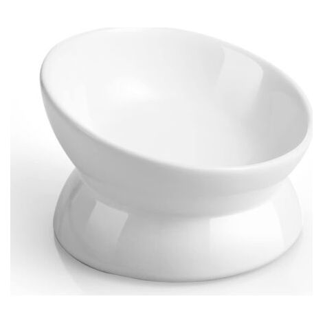 Bol de nourriture pour chat à support élevé, bol d'eau inclinable de 5 oz (environ 141,7 g), plateau anti-vomissement et protecteur pour la colonne vertébrale des animaux de compagnie pour petits chie (1/5)