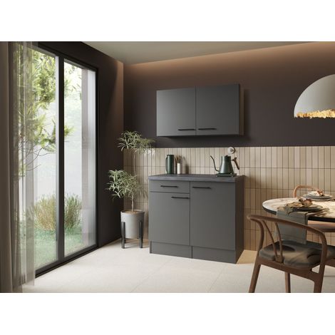 Buffetschrank Küchenschrank Oberschrank 100 cm Grau Matt Oliver Respekta