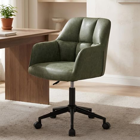 Wahson Chaise de Bureau en Cuir PU, Fauteuil de Bureau à Roulettes Chaise Bureau Réglable en Hauteur Pour Bureau/Maison, Vert
