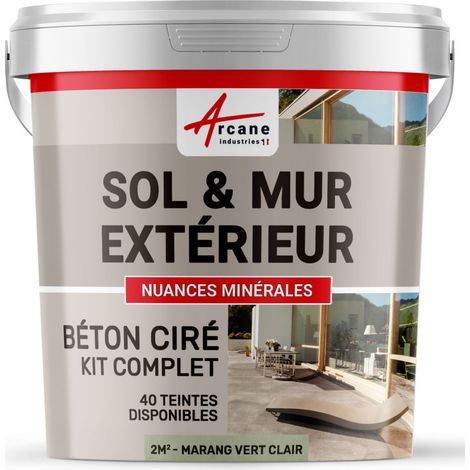 BETON CIRÉ: KIT KUNSTHARZ-BETONBESCHICHTUNG FÜR DRAUSSEN - Böden, Wände, Terrassen, Balkone, Treppen - Marang-Hellgrün - 2 m²-Kit (2 Schichten)