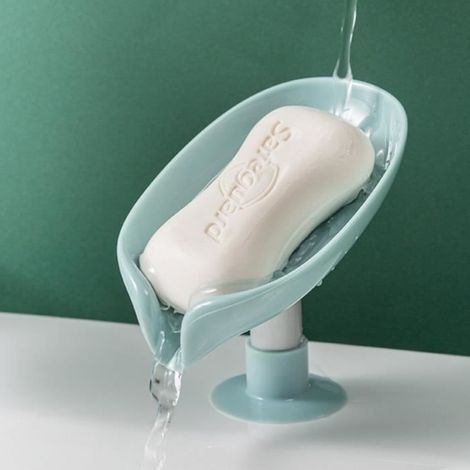 Porte-savon en forme de feuille, étagère de douche, boîte à savon de bain, ventouse verticale, plateau de rangement pour le linge, (1/4)