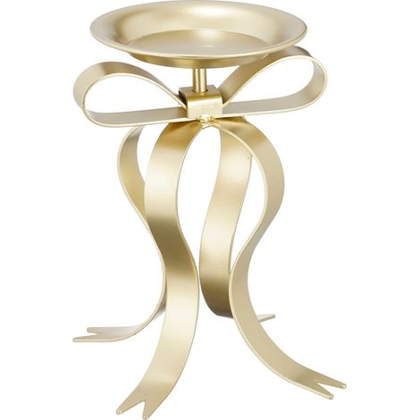 Mica Kerzenständer mit Schleife 20 x 17 x 14 cm champagner