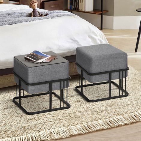 Multifunktionaler stapelbarer Sitzhocker Tas 2er Set quadratisch Dunkelgrau [en.casa] (1/5)