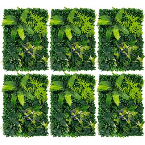 HAUTOUR Lot De 6 Panneaux Végétaux, 60X40cm Panneaux Végétaux Artificiels 3D Gazon Artificiel Ultra-Réaliste Décor Mural Végétal Mur De Fleurs Mur Végétal, Tapis De Plantes Artificielles pour Balcon (1/5)