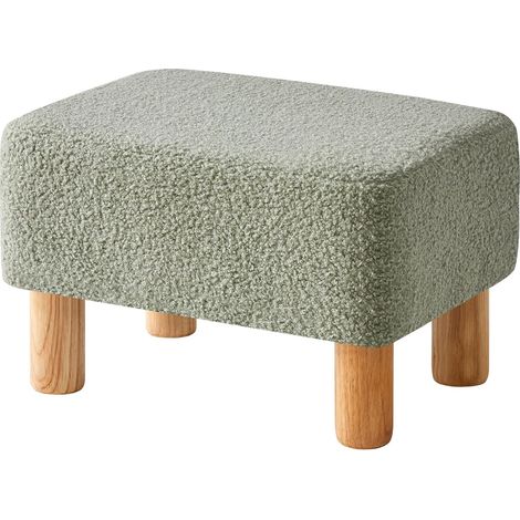 Petit Pouf Ottoman, Repose-Pieds, Ottomane Rectangulaire avec Pieds en Bois Stable, Matériau Teddy, Tabouret Bas, Tabouret de Canapé pour Salon, Chambre à Coucher, 42 × 29 × 24CM Vert (1/5)