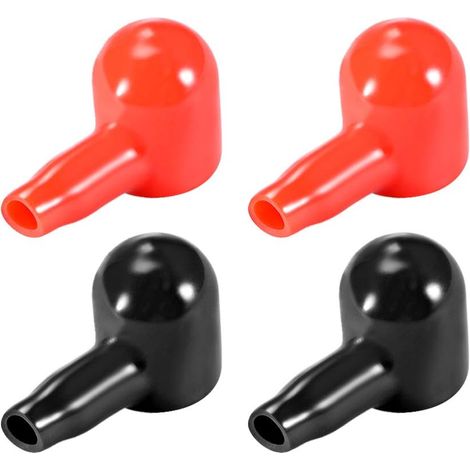 Batterie Borne Caoutchouc Protecteur Couvre rouge noir 4mmx14mm 2Paires (1/2)
