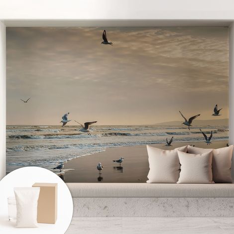 Papier peint intissé mural avec imprimé motifs uniques apparence moderne - Colle incluse gratuite Calme côtier 208x146 cm (1/5)