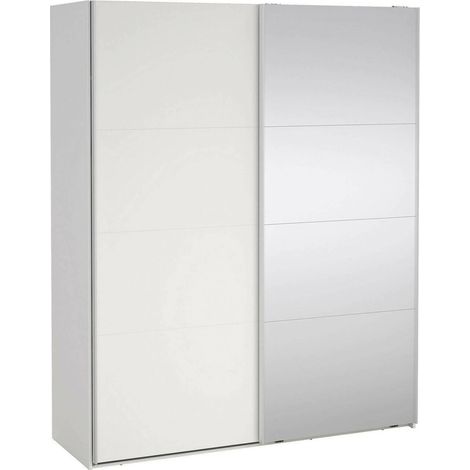 Dmora - Guardaroba 2 ante Malakas, Mobile camera da letto, Cabina armadio portabiti, Armadio appendiabiti, 179x65 h220 cm, Bianco