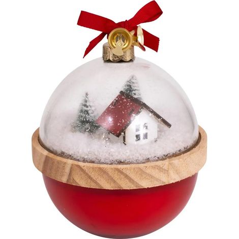 Bougie Parfumée de Noël "Boule à Neige" 130g Rouge