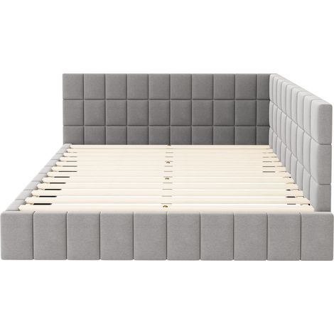 Canapé-lit matelas 160x200, lit multifonction avec sommier, velours gris doux et agréable pour la peau, 2 places (1/5)