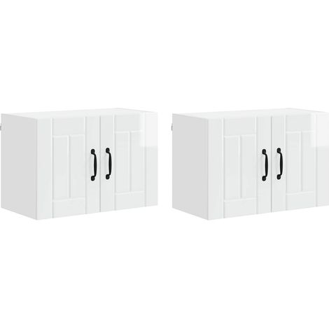 Maison Exclusive - Armadietto a muro LUCCA 2 pcs Bianco Lucido 60 x 31 x 40 cm