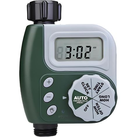 Temporizador de riego, plástico, pantalla LCD, verde (1/5)