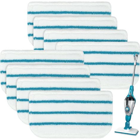Lot de 8 tampons de rechange pour balai vapeur Black + Decker SM1600, SM1610, SM1620, HSM13E1, HSMC1300FX, HSMC1321, HSMC1321APB (1/5)