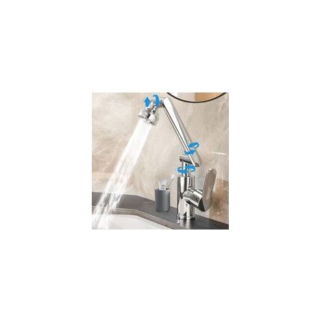 Mitigeur rotatif 1080° argenté 2 modes de sortie Tuyau 60cm inclus (1/5)