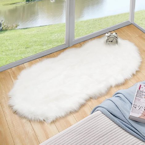 Blanc Peau de  60x120 cm Fille Ado Chambre Fluffy Shaggy Moumoute Poil Long