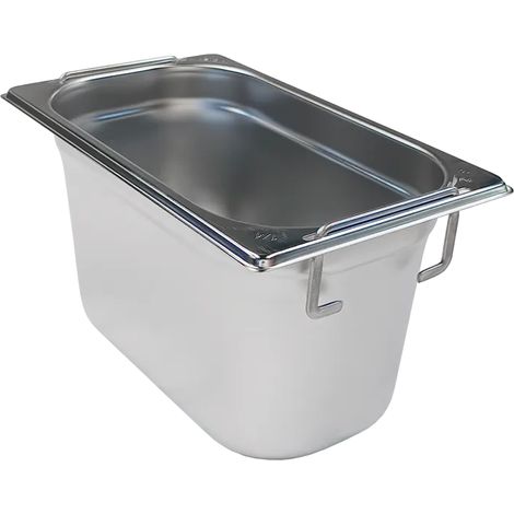 Bac gastronorme GN 1/4 - 150 poignées escamontables en inox REDFOX - GN 1/4-150 U - REDFOX