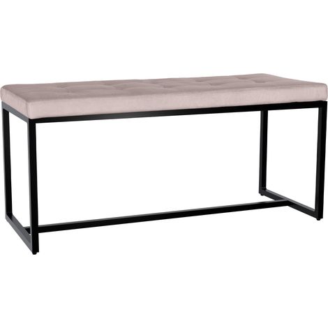 Banco tapizado de 100 cm de estilo de diseño con asiento acolchado en terciopelo gris claro y estructura de metal negro 100008548 (1/4)