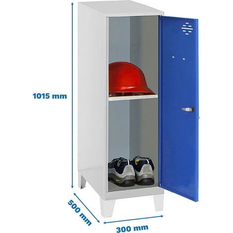 METALLISCHES SCHLIESSFACH SIMONLOCKER DISM.MINI + BAN. 915x300x500+PIES GRAU/BLAU