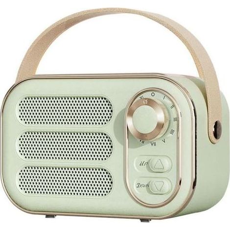 Grüner Retro-Lautsprecher mit 360°-Stereo-Effekt, Bluetooth-Minilautsprecher, Vintage-Radio, Soundbox für Zuhause und den Außenbereich (1/3)