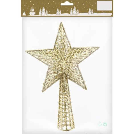 Baumspitze Stern gold mit Glitter 27 cm