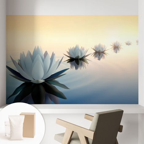Papier peint intissé mural classique avec imprimé motifs décoratifs design élégant non‑tissé Vue paisible 104x70 cm (1/5)