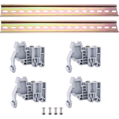 2 Pièces de 300 mm de Long Rail DIN Métal Rail DIN, 4 Pièces de Bases de Fixation et 4 Paires de Vis, pour Installation Dans des Armoires de Distribution (1/5)