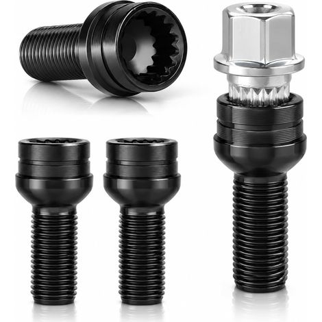 4 Boulons Ecrou Antivol M14x1.5mm avec Écrou de Sécurité pour Roue Antivol en Acier pour Nombreux Modèles Protection Antivol pour Voitures (1/5)