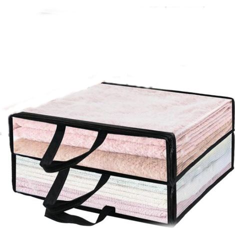 Lot de 2 sacs de rangement grande capacité en PVC dimensions 45 x 38 x 13 cm imperméables et anti poussière pour déménagement armoire dressing linge de lit couettes et édredons (1/5)