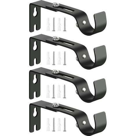 Tringle à rideaux extensible - Rail à rideaux - Lot de 4 - Supports pour tringles de 20 à 25 mm (1/5)
