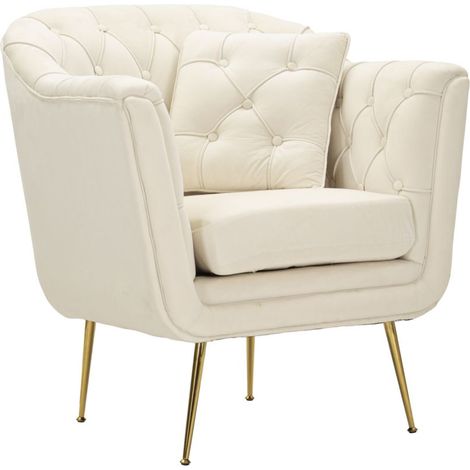 Fauteuil Budapest crème avec coussin 88 x 83 x 91 cm (1/5)