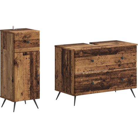 2-teiliges Badezimmer Schrank Set BREDA Altholz Holzwerkstoff vidaXL (1/5)