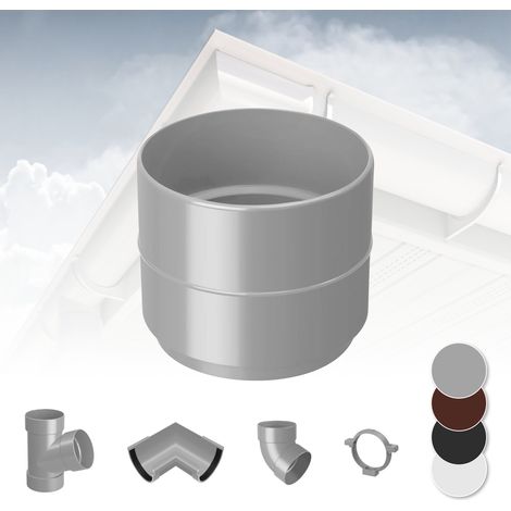 Sistema di grondaie - 130mm in plastica PVC, selezione di componenti - RainWay 130: Grigio, Presa per tubi