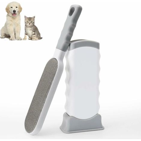 Brosse Anti Poils Animaux - Brosse de Nettoyage Magique Réutilisable Enlève Poils - Brosse Poil Animaux Magique Chien & Chat de Nettoyage(Canapé, Vêtements, Voiture, Lit) Gris 10.2x5x32cm (1/5)