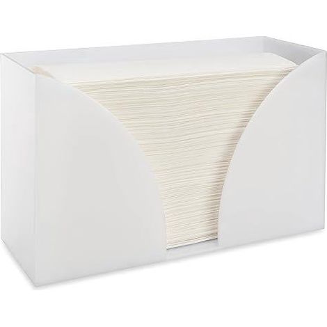 Distributeur de porte-essuie-tout de comptoir - Rangement en acrylique blanc pour cuisine ou salle de bain pour serviettes à main à plis multiples, pl (1/5)