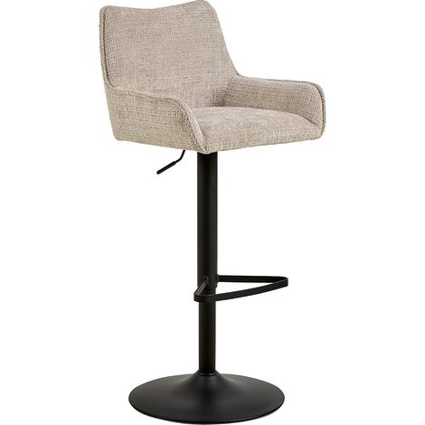 Lot de 2 tabourets de bar 51x50x114cm en tissu beige et pied noir (1/5)
