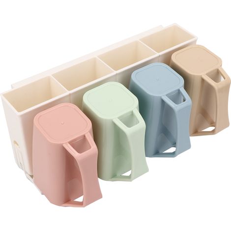 Porte-brosse à dents mural et porte-gobelet pour bain de bouche, facile à installer, ensemble d'accessoires de rangement pour salle de bain. (1/5)