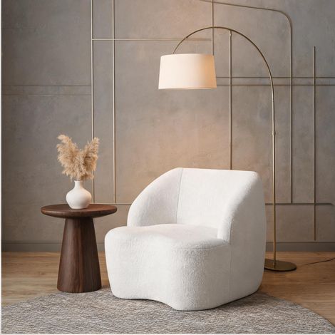 Fauteuil relax blanc crème en tissu 82 x 81 x 73,5 cm (1/5)