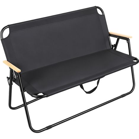 Klappbare Gartenbank 2 Sitze – Tragfähigkeit 226 kg – Leicht zu tragen – 600D Oxford-Gewebe – 110 x 44 x 71 cm – Schwarz – FLASIDU – Geeignet für Partys im Freien, Grillen und Camping (1/5)