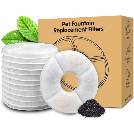 Paquete de 12 filtros de carbón activado, dimensiones 12,7 x 12,7 cm, para bebederos de gatos y otras mascotas. (1/5)