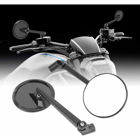 Rétroviseur universel pour moto, rond noir, 8 mm/10 mm, rétroviseur latéral de guidon en alliage d'aluminium usiné CNC, compatible avec Suzuki, Yamaha et Kawasaki. (1/5)