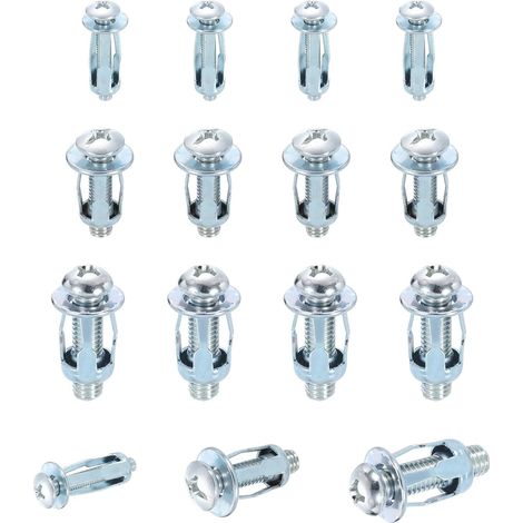 Ancres Creuses Pour Mur En Acier, 15Pcs M4 M6 M8 Fixations Pour Plaque De Plâtre, Boulon Molly À Entraînement Creux Pour Plaque De Plâtre, Briques, Portes En Bois, Argenté (1/5)