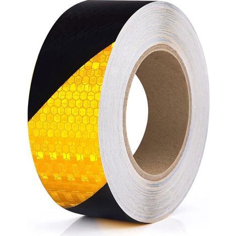 5 cm x 33 Ruban Adhésif Réfléchissant Jaune et Noir Bande Reflechissante Autocollante Imperméable Bande Réfléchissante pour véhicules, extérieur Ruban de Sécurité D'avertissement pour (1/5)
