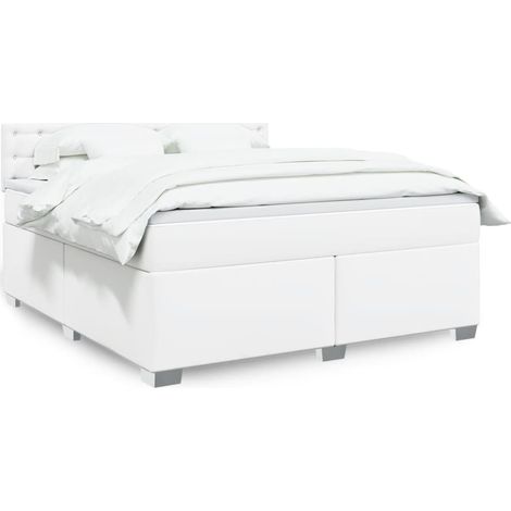 Boxspringbett mit Matratze Weiß 180x200 cm Kunstleder (1/5)