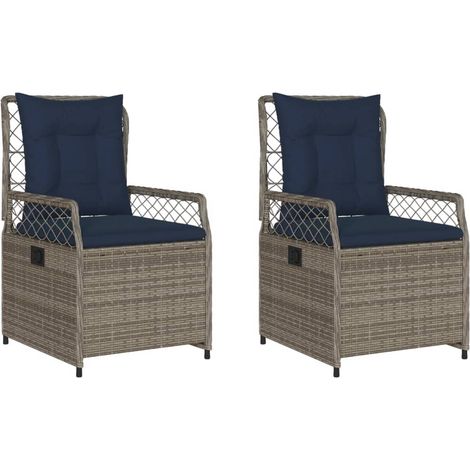 Maison Exclusive - Liegende Gartenstühle 2 Stk. Grau Poly Rattan