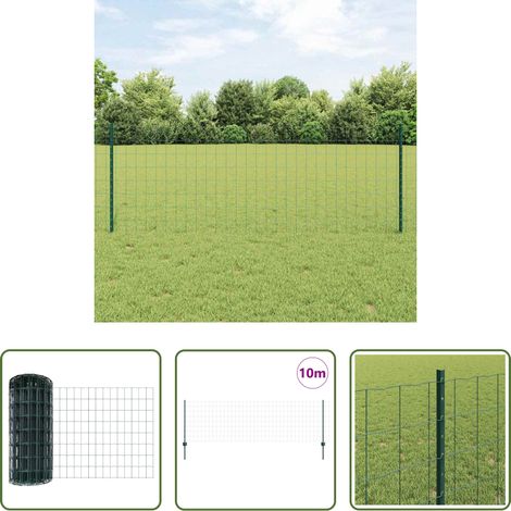 Gartenzäunen - Zaun mit Pfosten Grün 0,8 x 10 m Stahl und PVC (1/5)