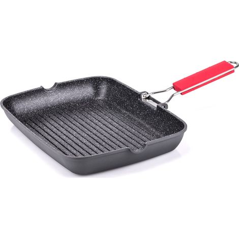 Poêle Grill à Induction avec Poignée Pliante, Revêtement Antiadhésif et Anti-rayures, Poêle Adaptée à toutes les Cuisinières, Lavable au Lave-vaisselle, 24x34cm (1/5)