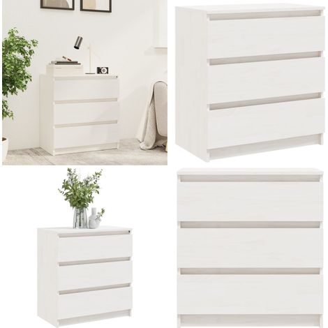 Nachtschrank Weiß 60x36x64 cm Massivholz Kiefer - Nachtschrank - Holzschreibtisch - Wohnzimmer Dekoration - Massives Kiefernholz - Weißer Nachttisch - Home & Living (1/5)