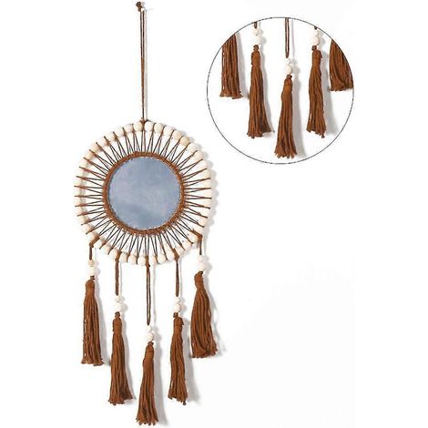 Miroir rond décoratif mural en macramé, miroir mural pour salon